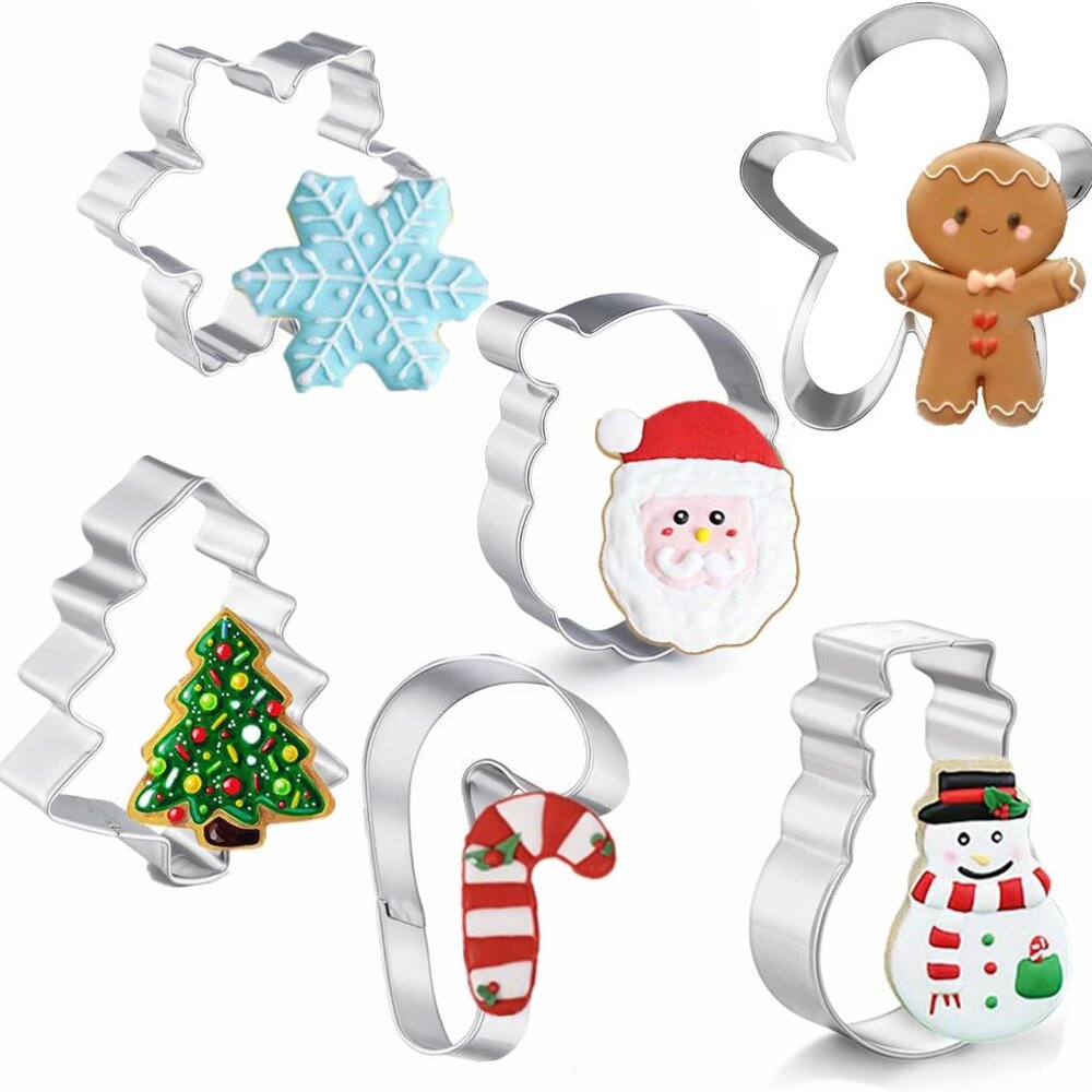 Large Christmas Cookie Cutters, 4" Holiday Cookie Cutters Shape with Recipe Inst